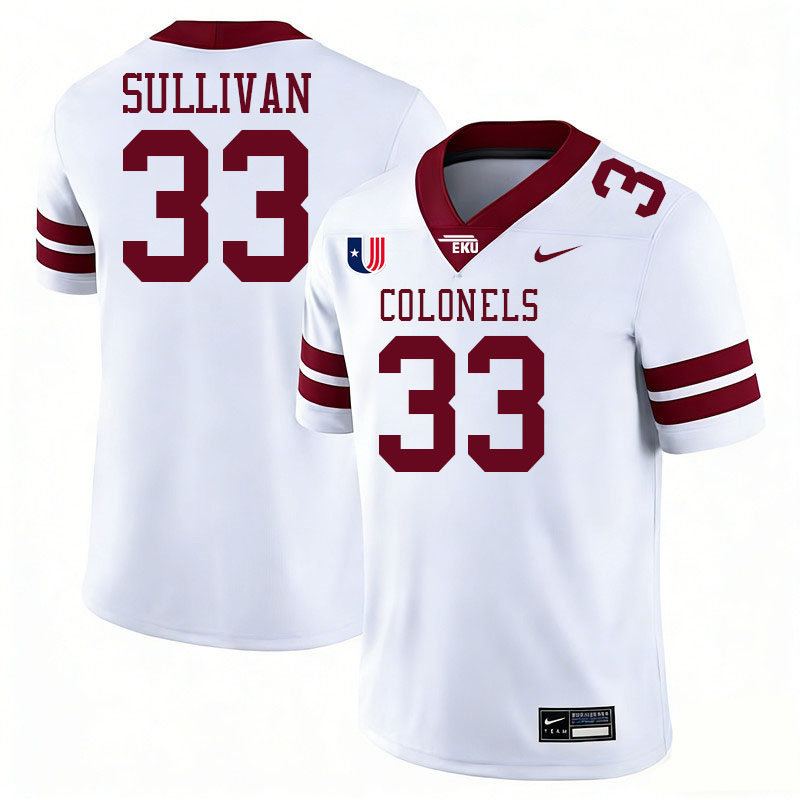Eastern Kentucky Colonels #33 Braden Sullivan College Football Jerseys,Uniforms Stitched-White